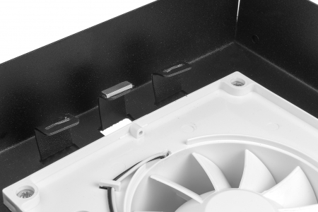 Теневой диффузор под плитку FoZa 237х237 с вентилятором 125СК, обратный клапан, черная, d125мм